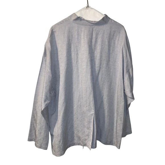 Eileen Fisher Women's Silk Linen Jacket Plus Size 1X Gray Lightweight Layer Slit - Picture 2 of 7